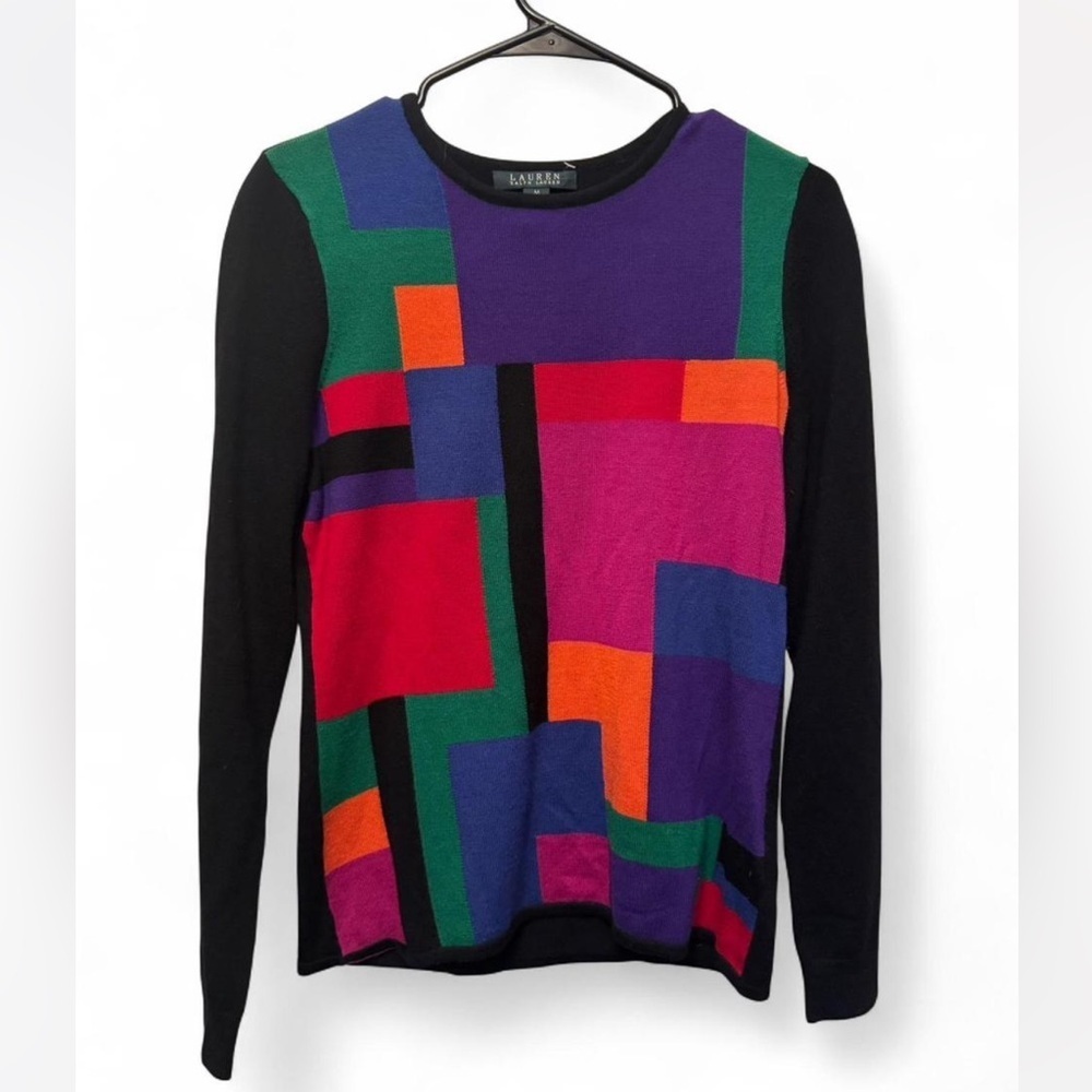 Lauren Ralph Lauren Multicolor colorblock Merino Wool Crewneck Sweater